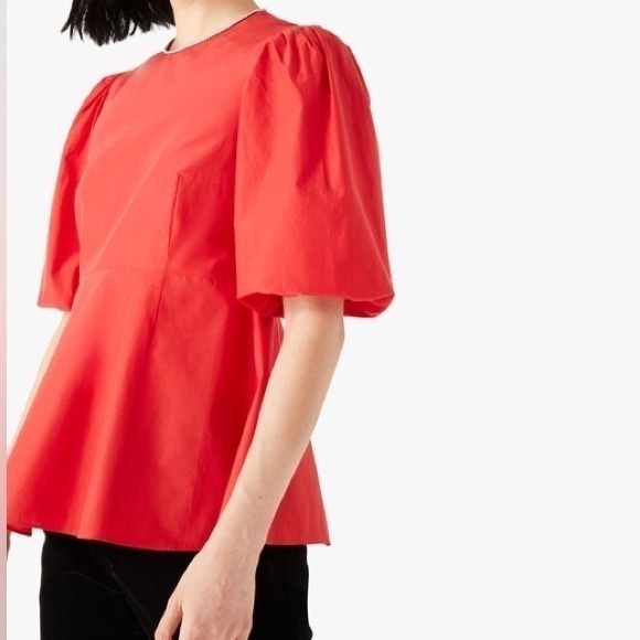 kate spade Tops - NWT Kate Spade Rhinestone Collar Top in Red Peplum Silk Blend Women's Size 8